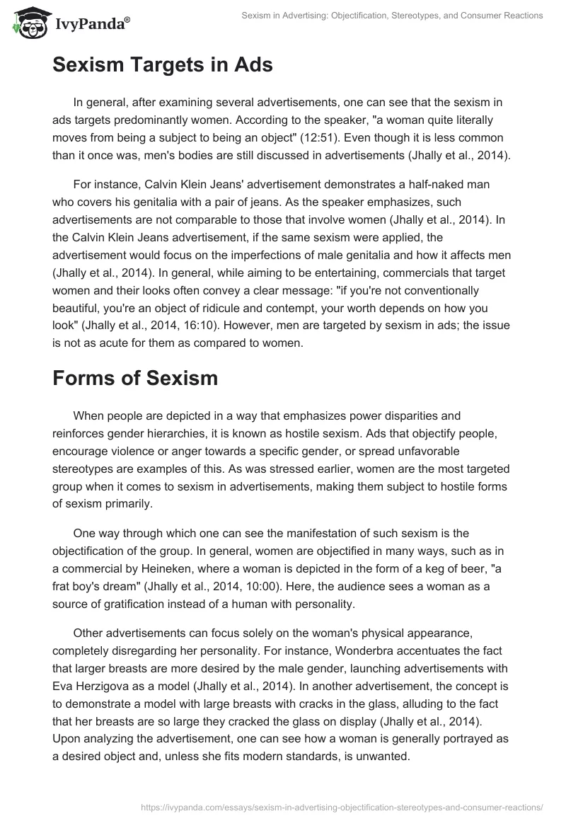 Sexism in Advertising: Objectification, Stereotypes, and Consumer Reactions. Page 2