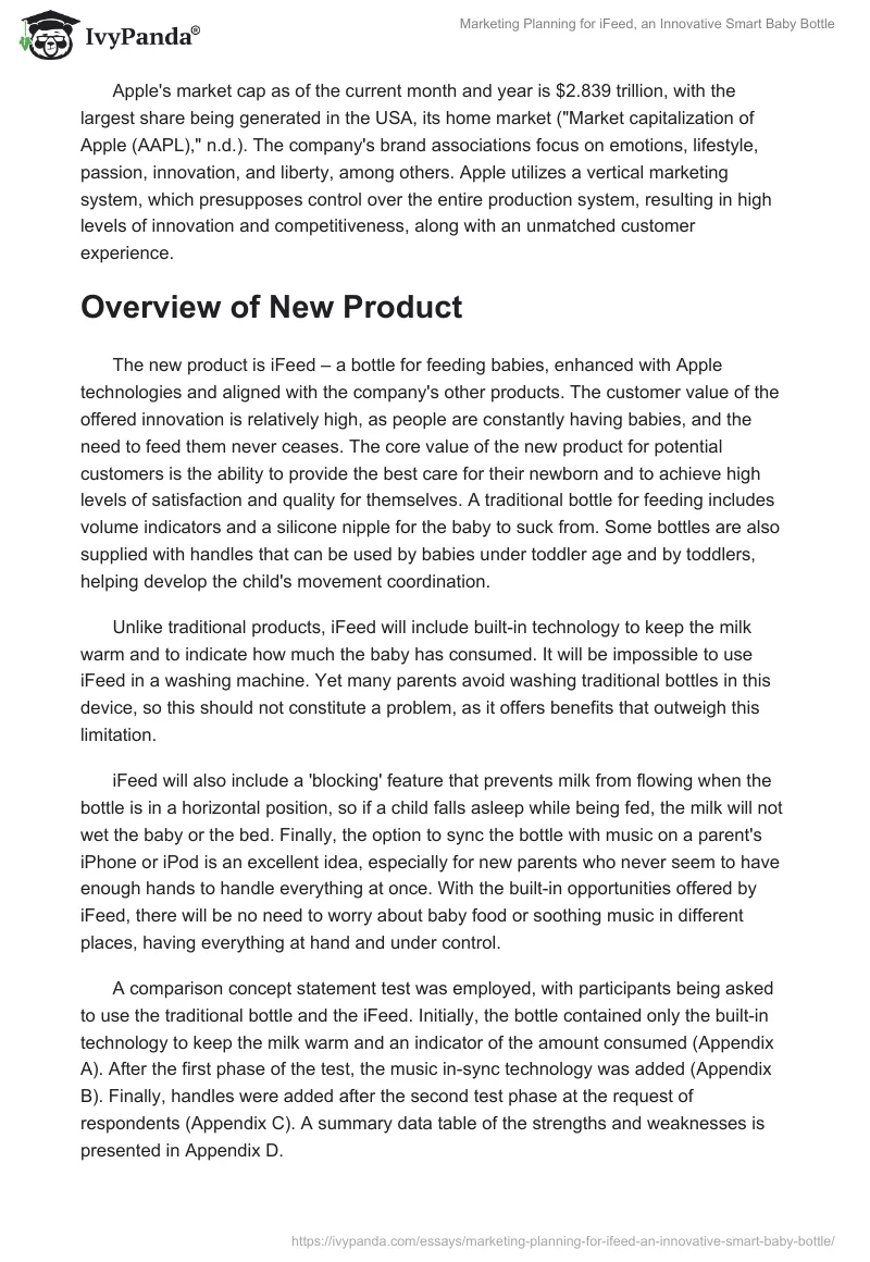 Marketing Planning for iFeed, an Innovative Smart Baby Bottle. Page 2