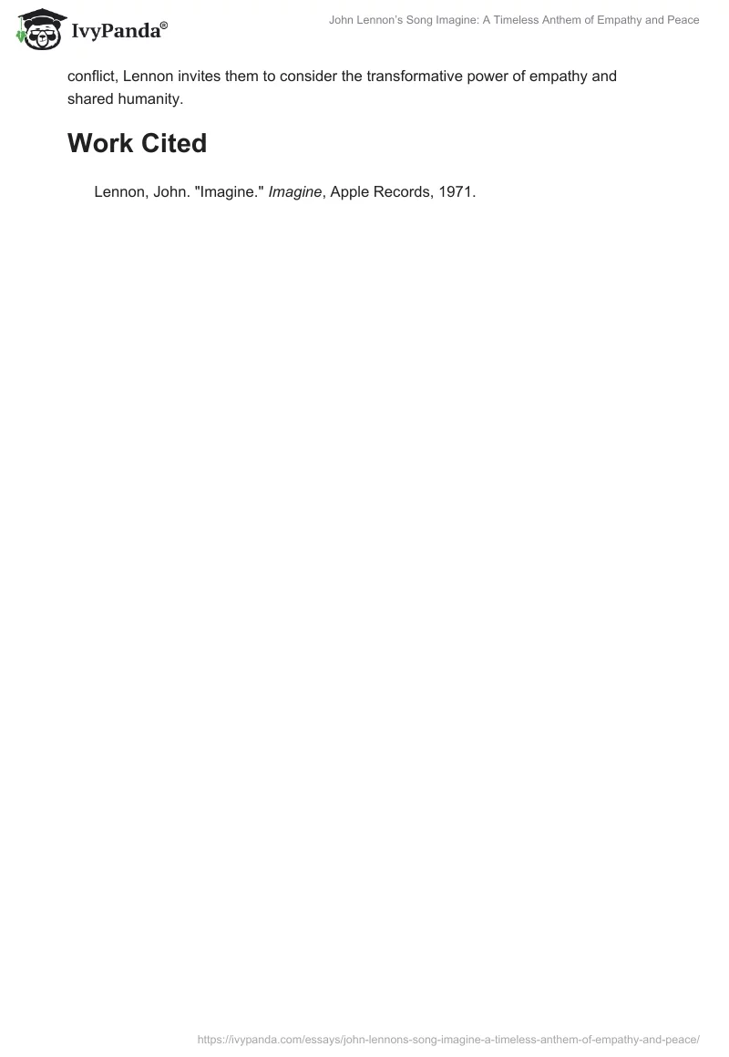 John Lennon’s Song Imagine: A Timeless Anthem of Empathy and Peace. Page 2