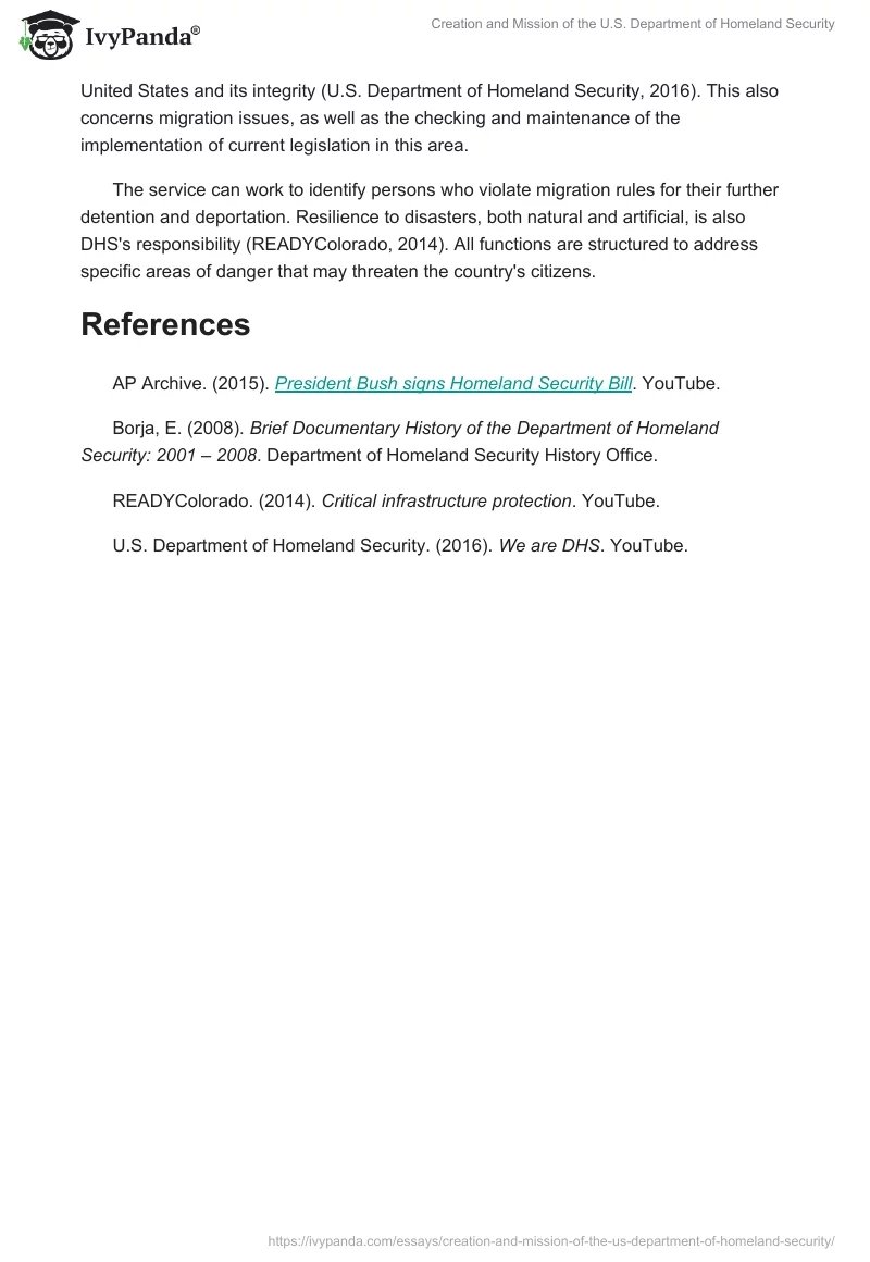 Creation and Mission of the U.S. Department of Homeland Security. Page 2