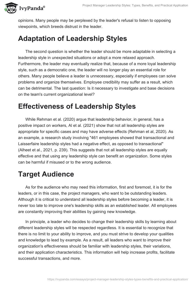 Project Manager Leadership Styles: Types, Benefits, and Practical Application. Page 2