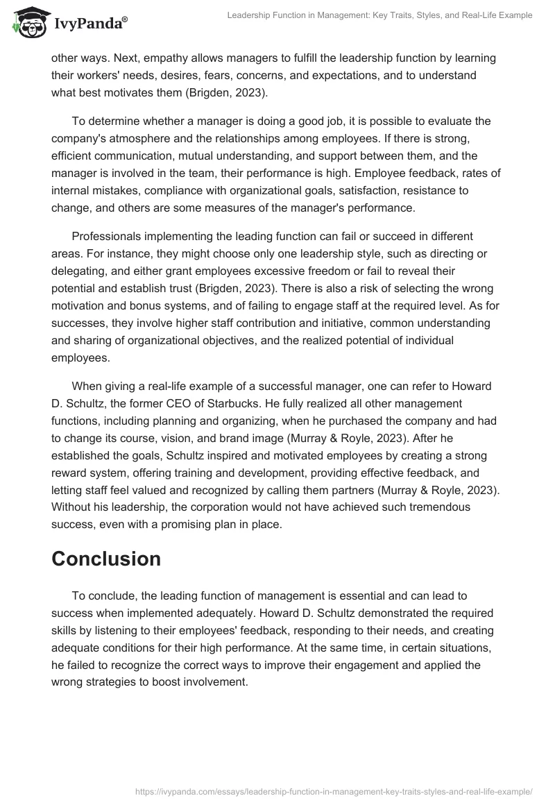 Leadership Function in Management: Key Traits, Styles, and Real-Life Example. Page 2