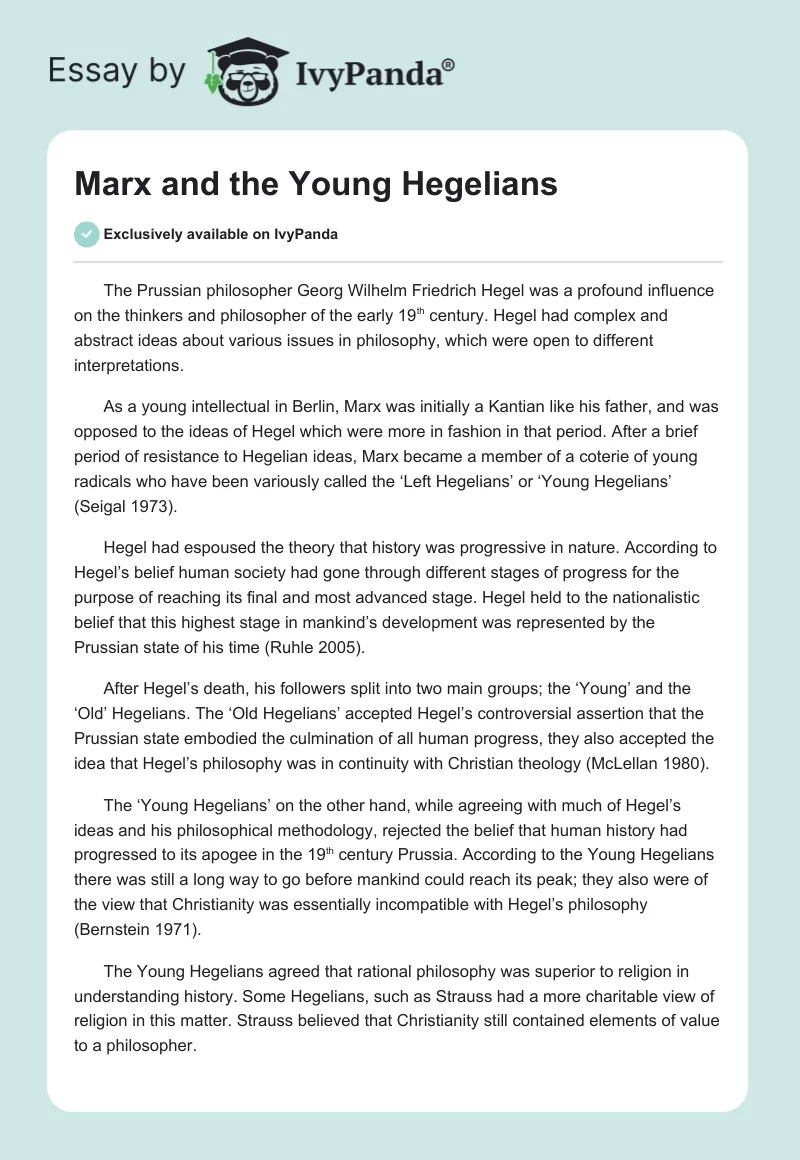 Marx and the Young Hegelians. Page 1