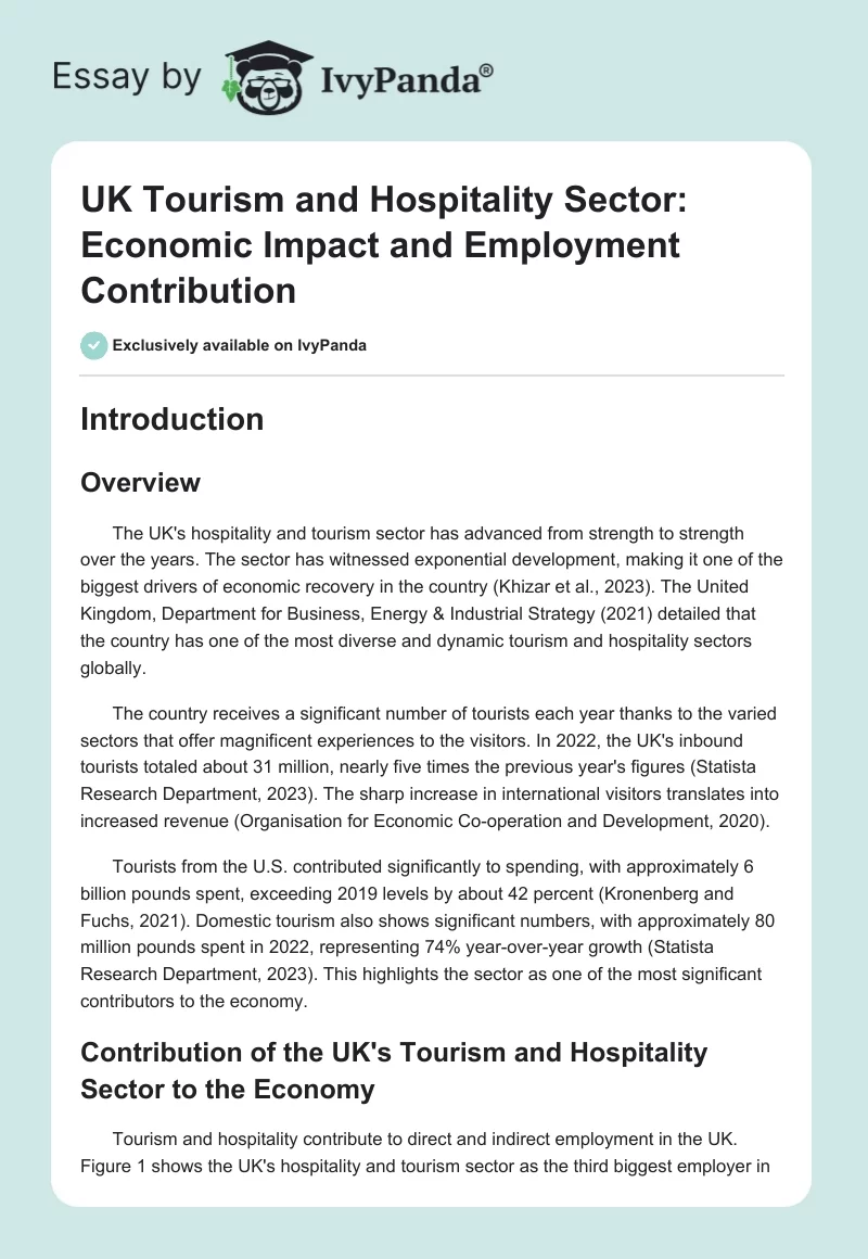 UK Tourism and Hospitality Sector: Economic Impact and Employment Contribution. Page 1
