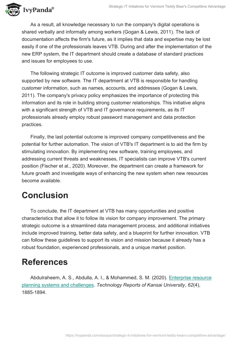 Strategic IT Initiatives for Vermont Teddy Bear's Competitive Advantage. Page 2