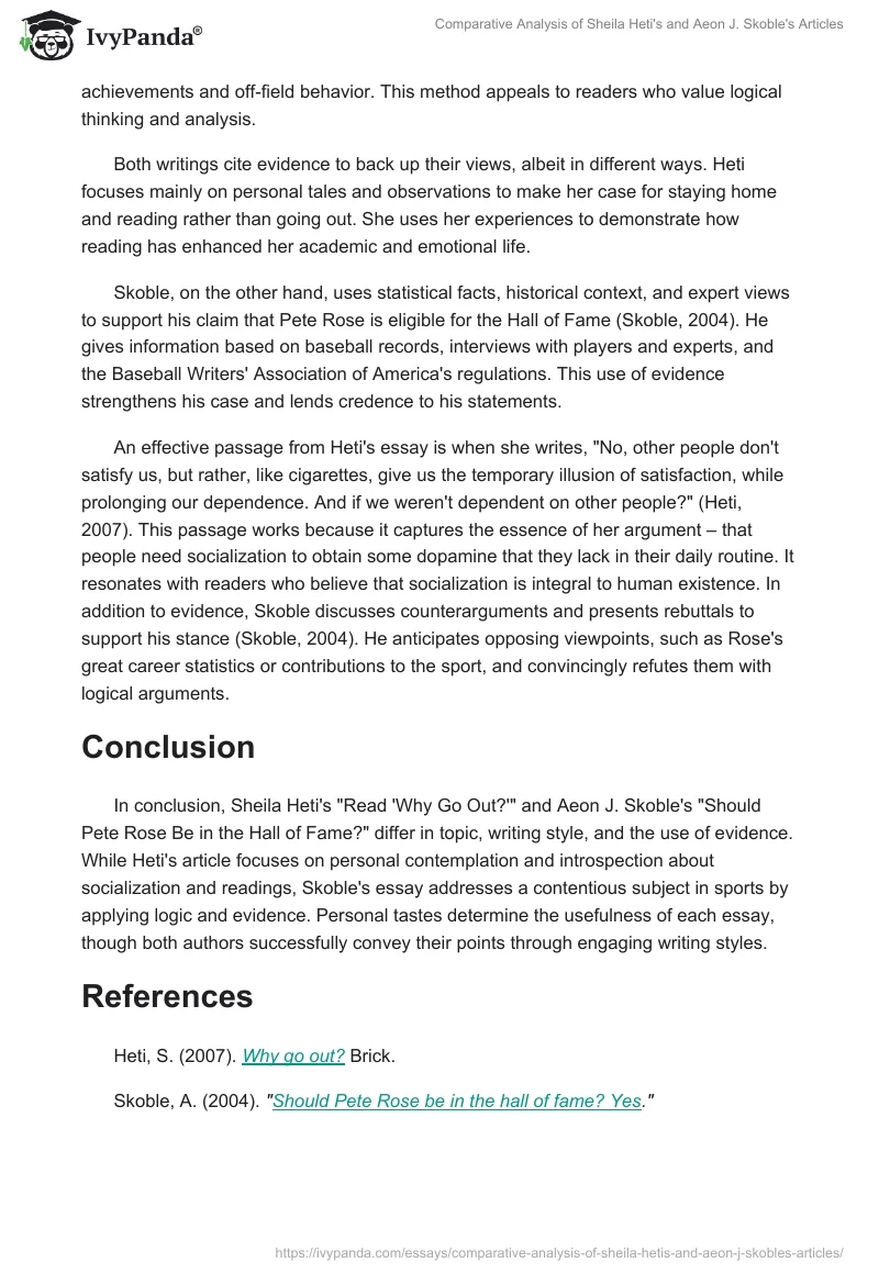 Comparative Analysis of Sheila Heti's and Aeon J. Skoble's Articles. Page 2
