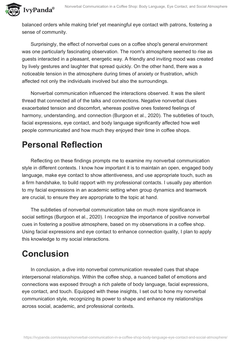 Nonverbal Communication in a Coffee Shop: Body Language, Eye Contact, and Social Atmosphere. Page 2