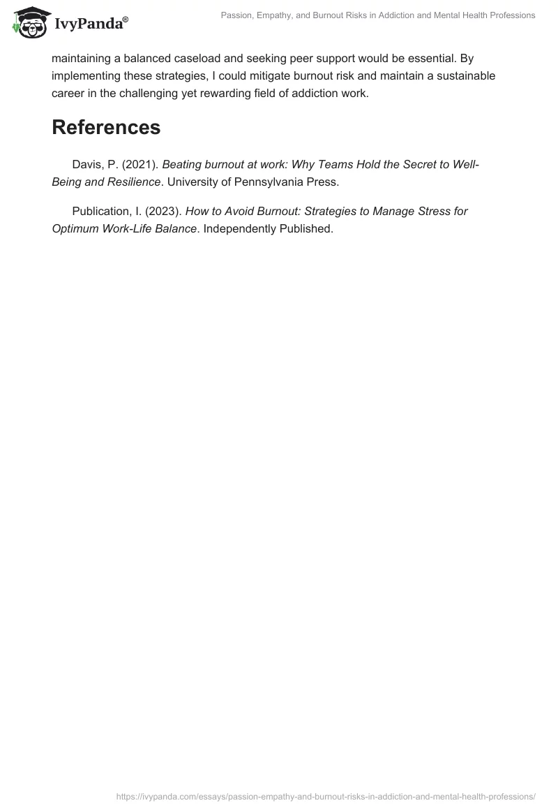 Passion, Empathy, and Burnout Risks in Addiction and Mental Health Professions. Page 2