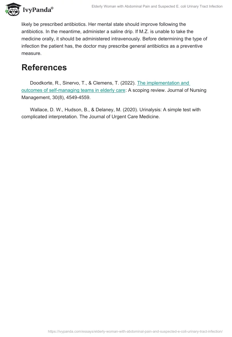Elderly Woman with Abdominal Pain and Suspected E. coli Urinary Tract Infection. Page 2