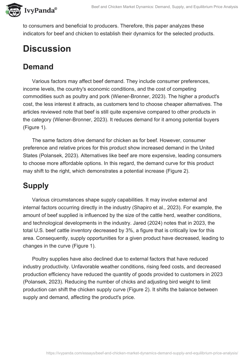Beef and Chicken Market Dynamics: Demand, Supply, and Equilibrium Price Analysis. Page 2