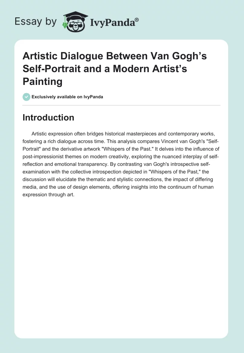 Artistic Dialogue Between Van Gogh’s Self-Portrait and a Modern Artist’s Painting. Page 1