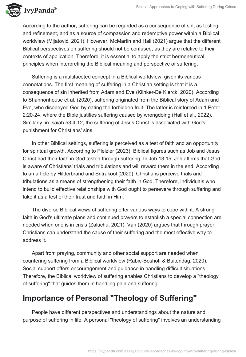 Biblical Approaches to Coping with Suffering During Crises. Page 2