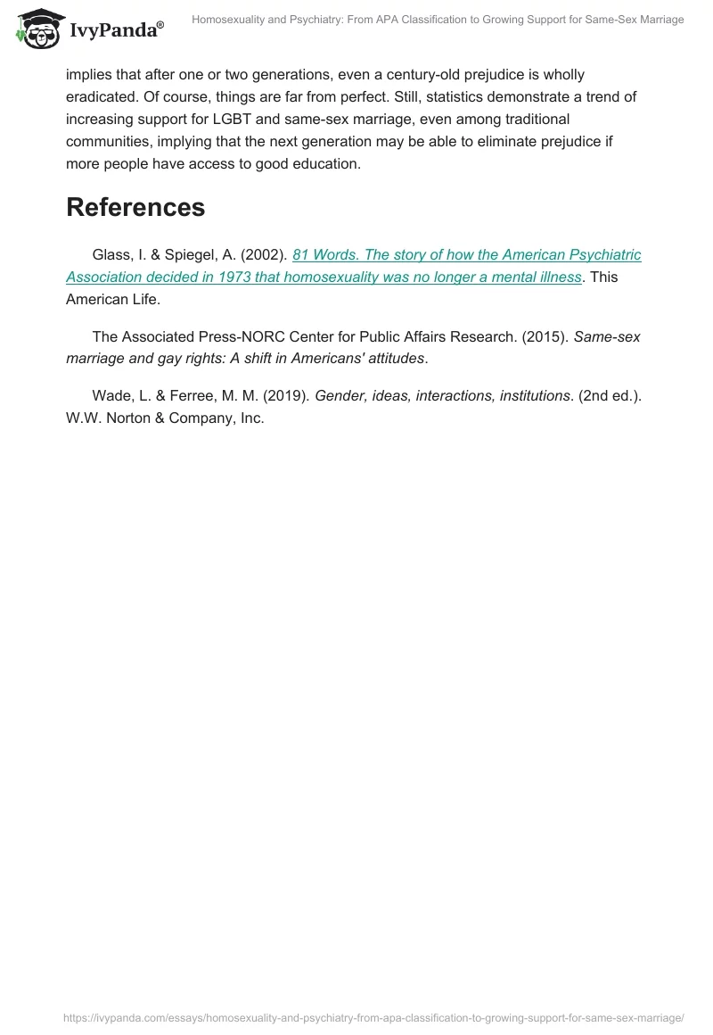 Homosexuality and Psychiatry: From APA Classification to Growing Support for Same-Sex Marriage. Page 2