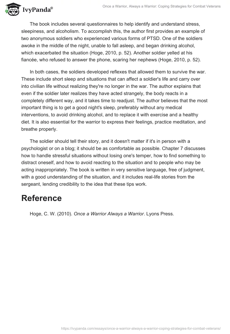 Once a Warrior, Always a Warrior: Coping Strategies for Combat Veterans. Page 2