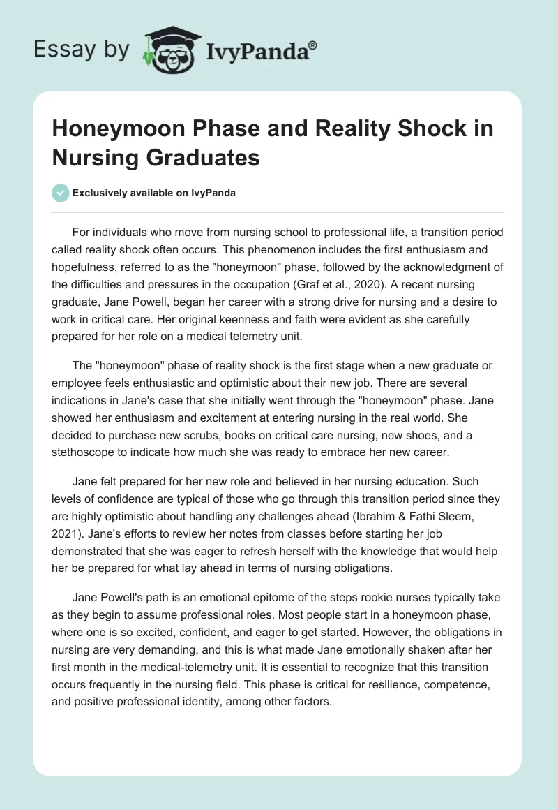 Honeymoon Phase and Reality Shock in Nursing Graduates. Page 1