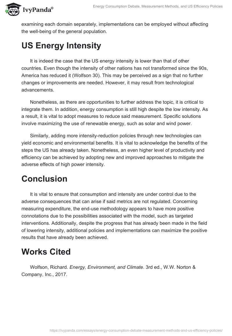 Energy Consumption Debate, Measurement Methods, and US Efficiency Policies. Page 2