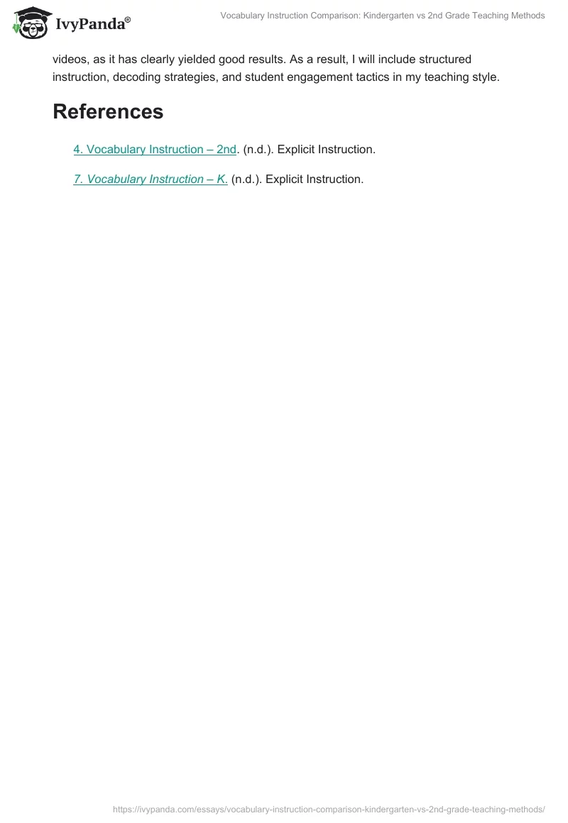 Vocabulary Instruction Comparison: Kindergarten vs 2nd Grade Teaching Methods. Page 2