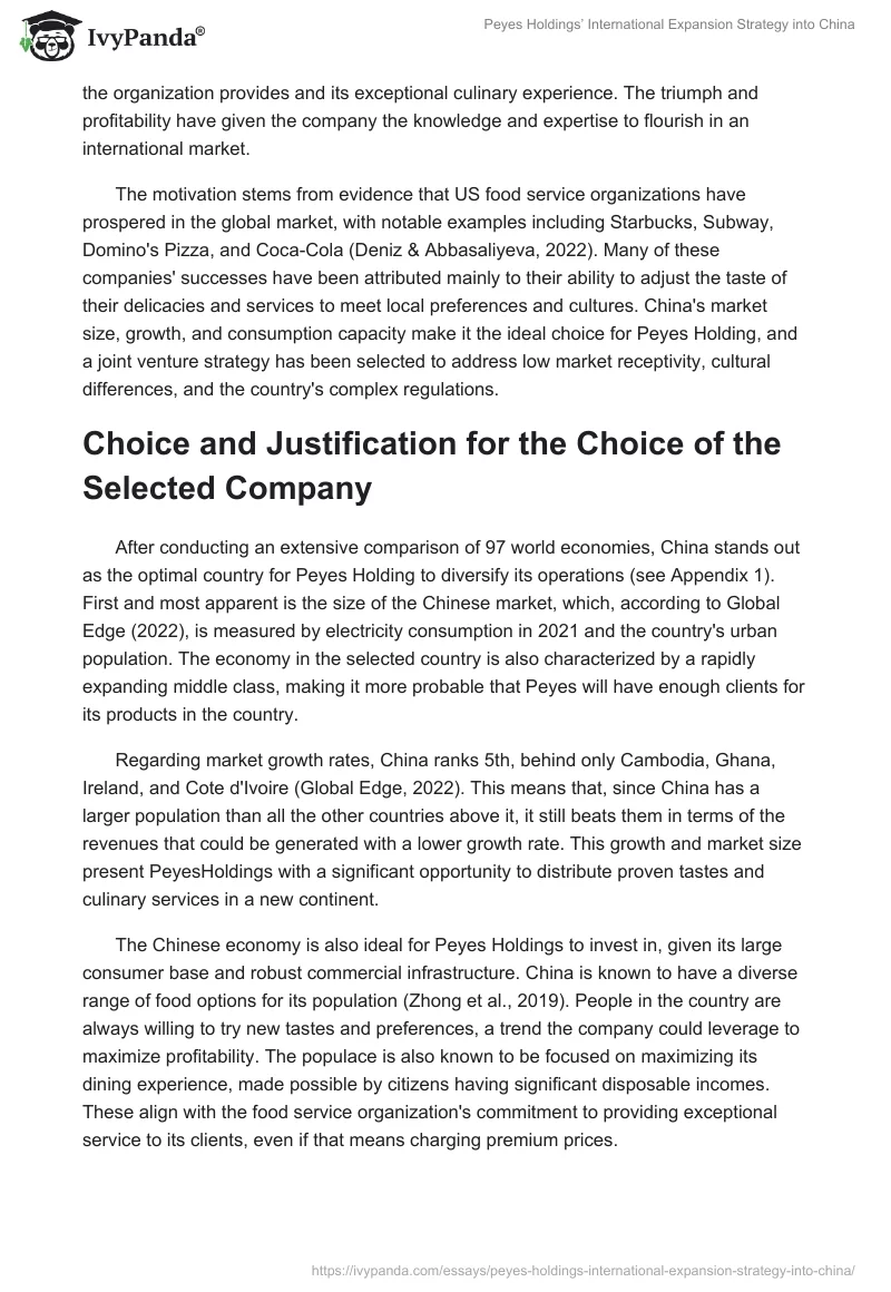 Peyes Holdings’ International Expansion Strategy into China. Page 2