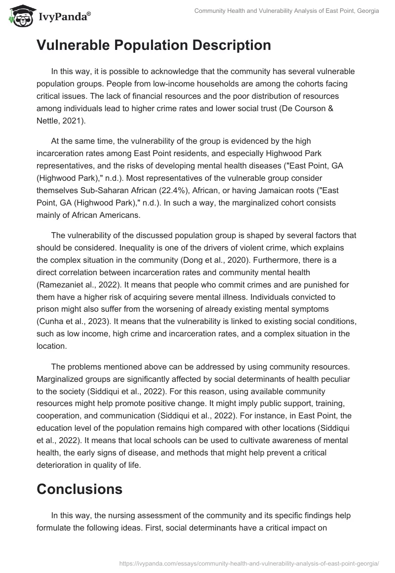 Community Health and Vulnerability Analysis of East Point, Georgia. Page 2