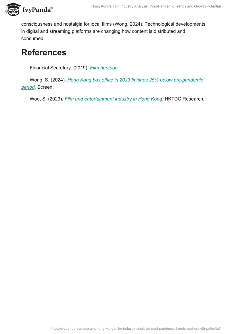 Hong Kong's Film Industry Analysis: Post-Pandemic Trends and Growth Potential. Page 2