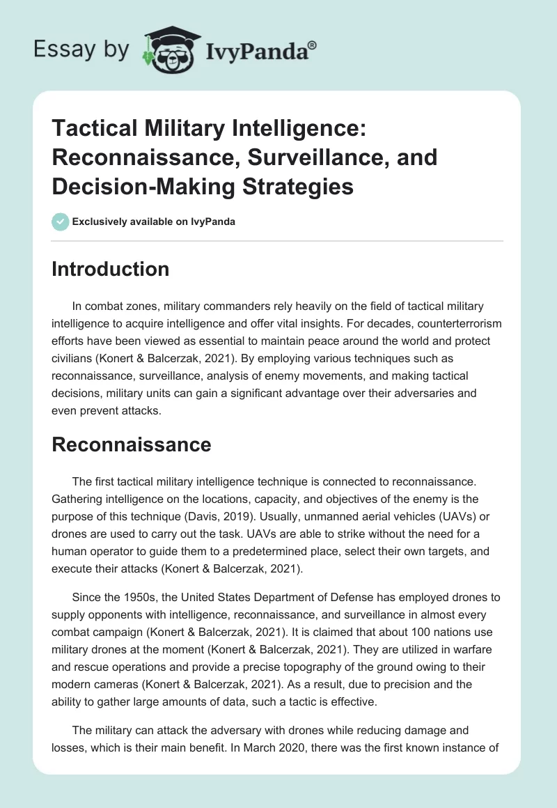 Tactical Military Intelligence: Reconnaissance, Surveillance, and Decision-Making Strategies. Page 1
