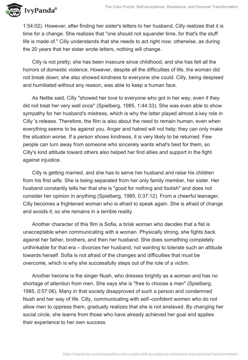 The Color Purple: Self-Acceptance, Resistance, and Personal Transformation. Page 2