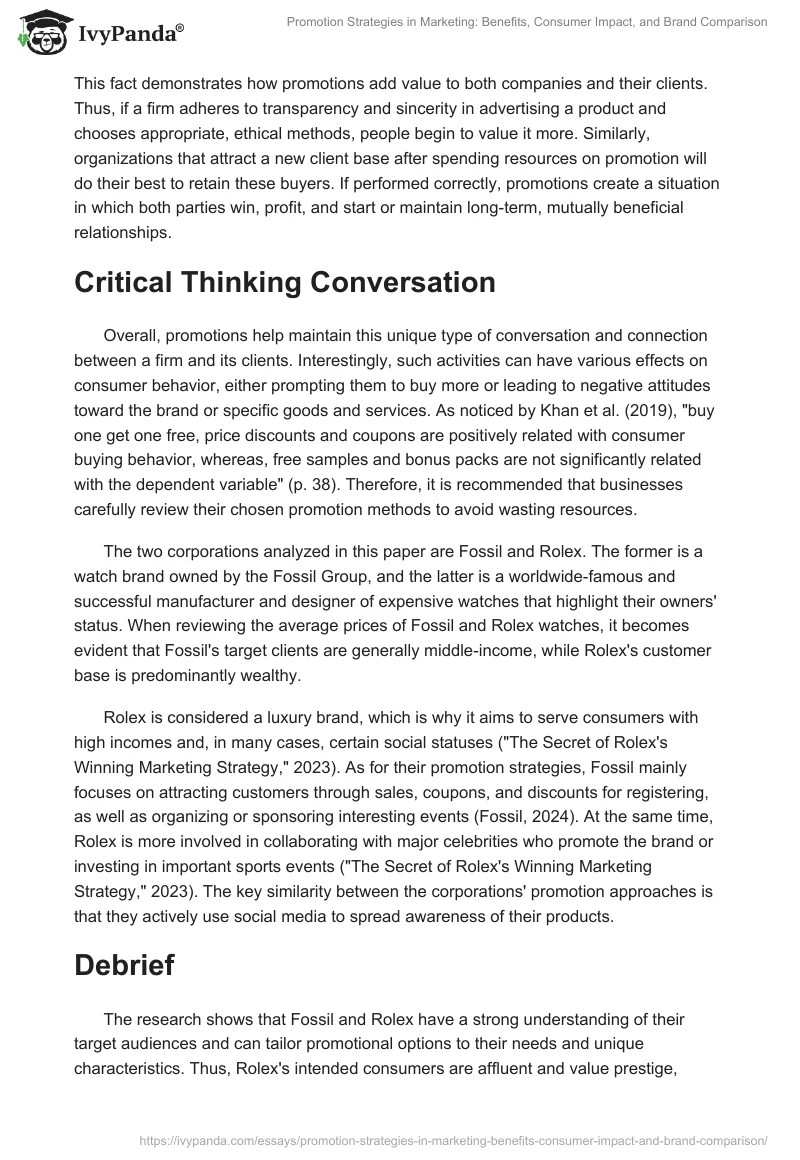 Promotion Strategies in Marketing: Benefits, Consumer Impact, and Brand Comparison. Page 2
