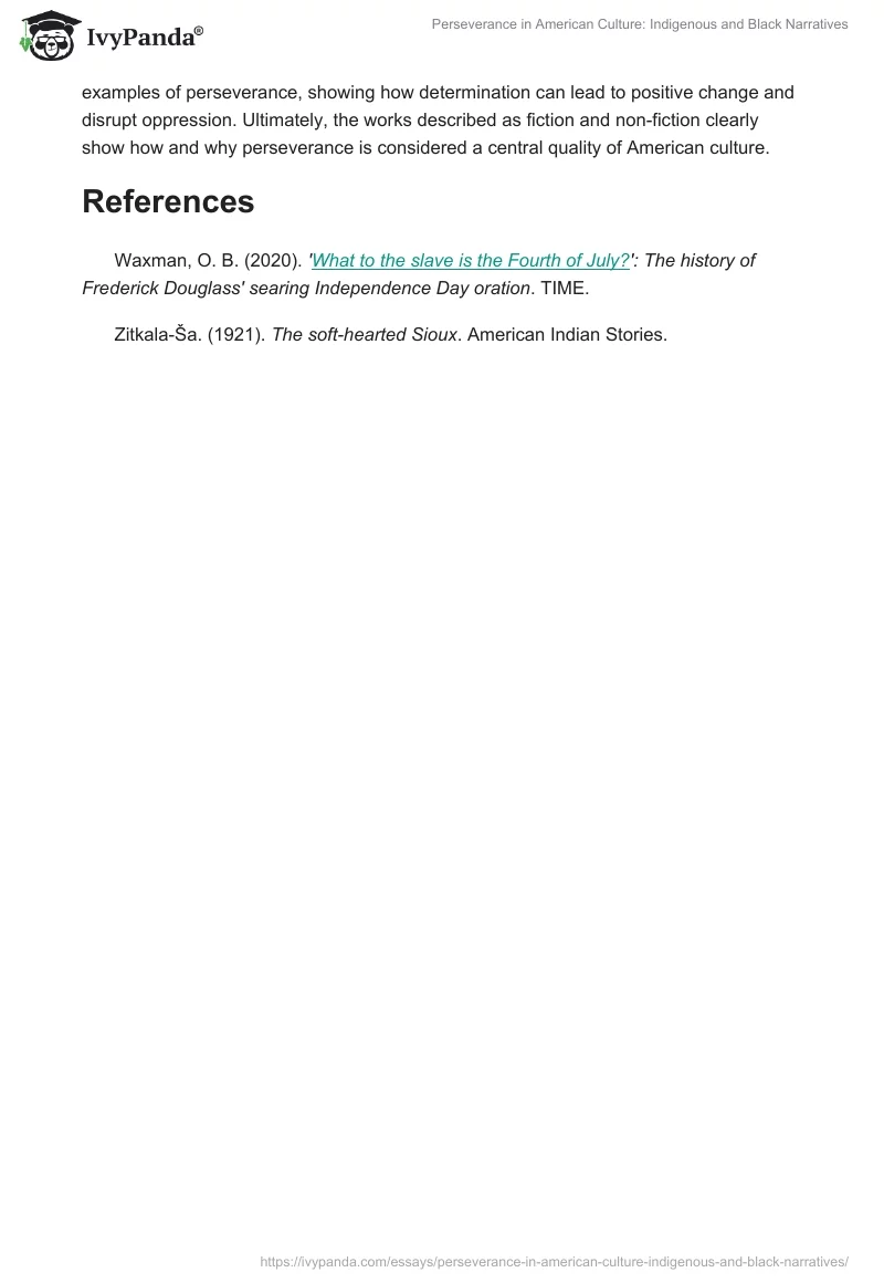 Perseverance in American Culture: Indigenous and Black Narratives. Page 2