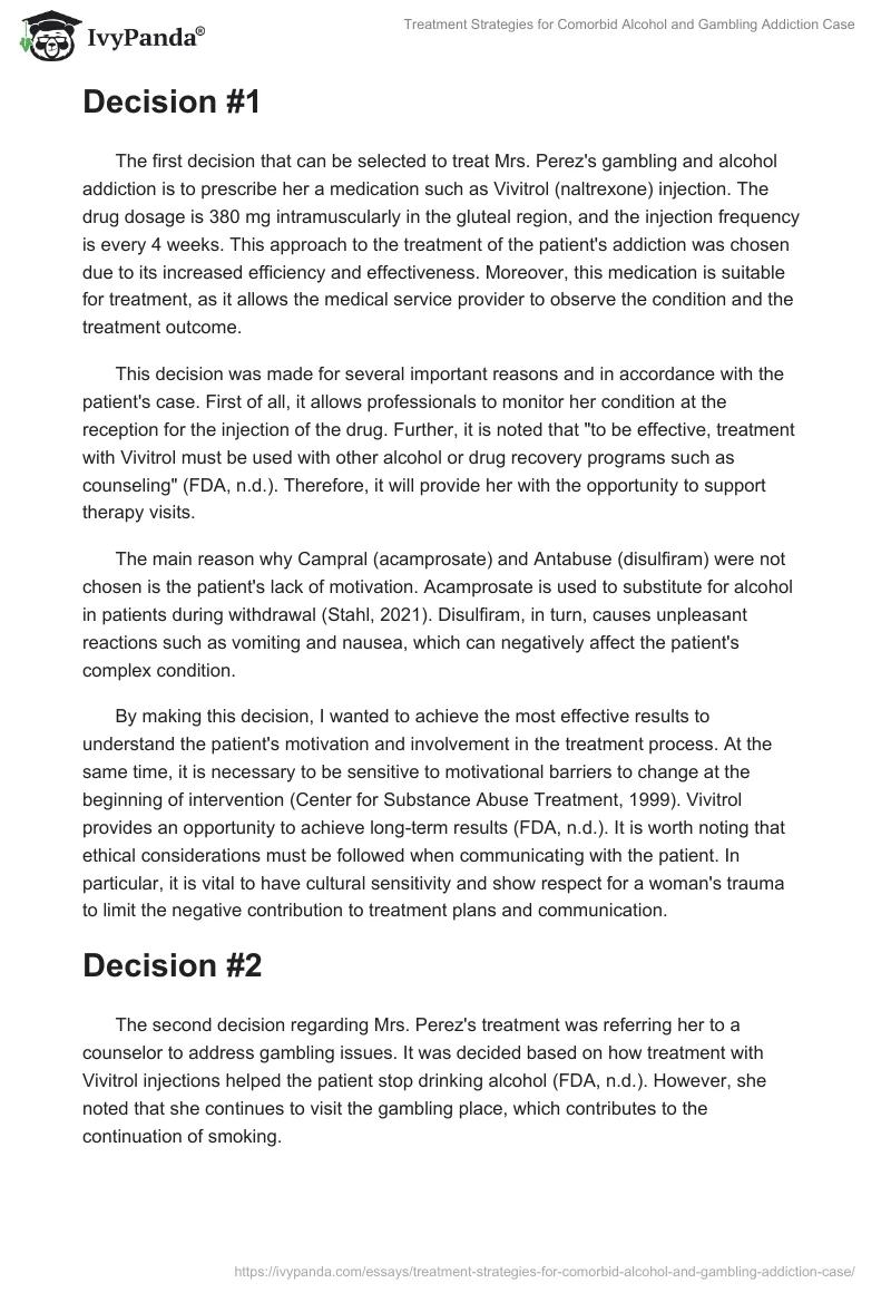 Treatment Strategies for Comorbid Alcohol and Gambling Addiction Case. Page 2