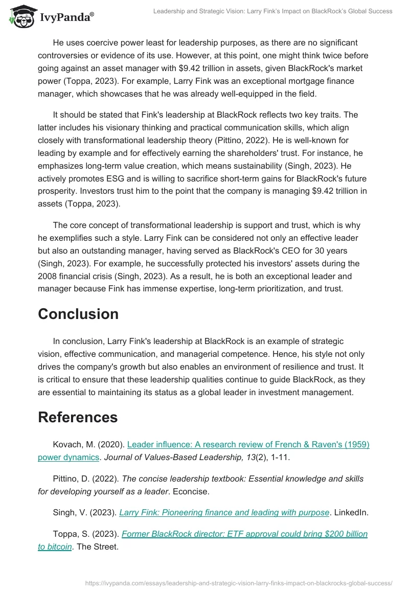 Leadership and Strategic Vision: Larry Fink’s Impact on BlackRock’s Global Success. Page 2
