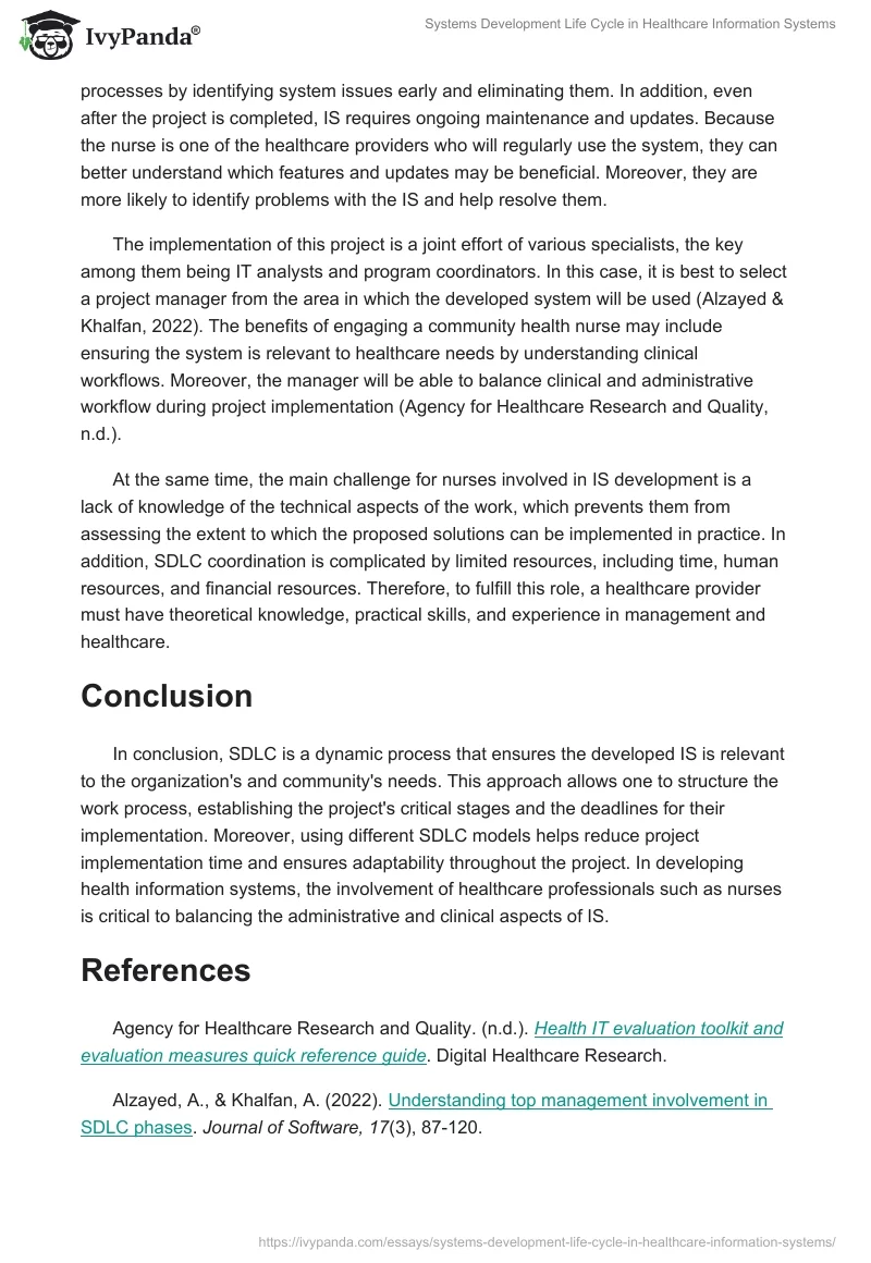 Systems Development Life Cycle in Healthcare Information Systems. Page 2