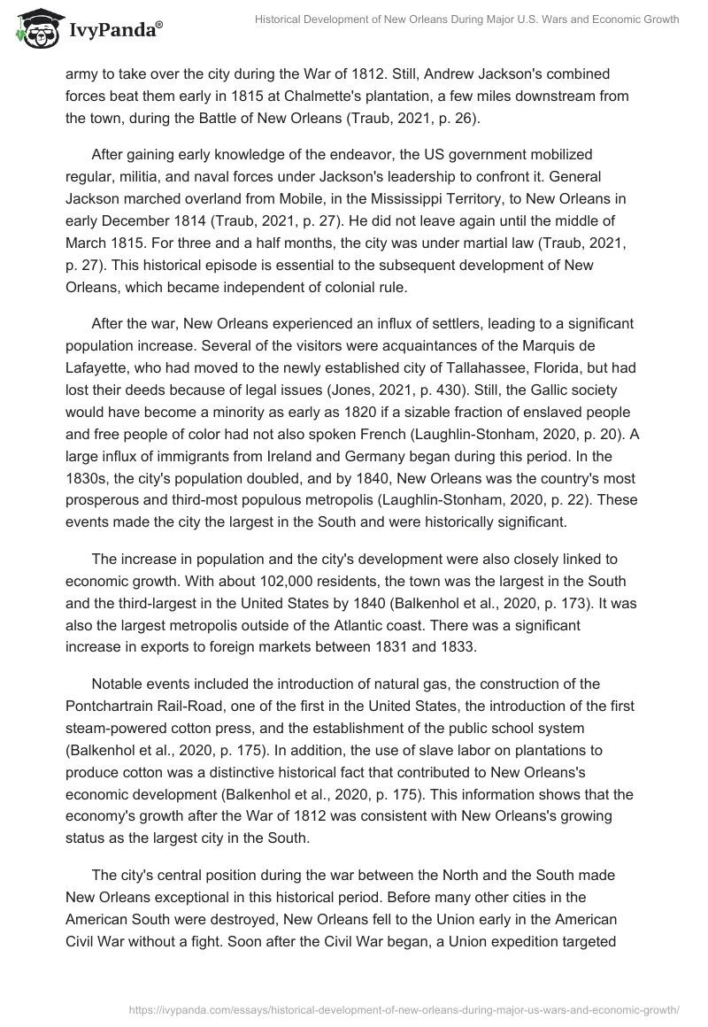 Historical Development of New Orleans During Major U.S. Wars and Economic Growth. Page 2