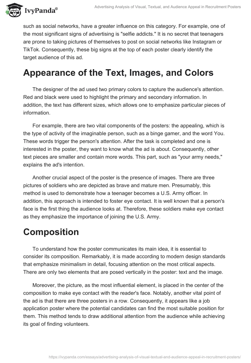 Advertising Analysis of Visual, Textual, and Audience Appeal in Recruitment Posters. Page 2