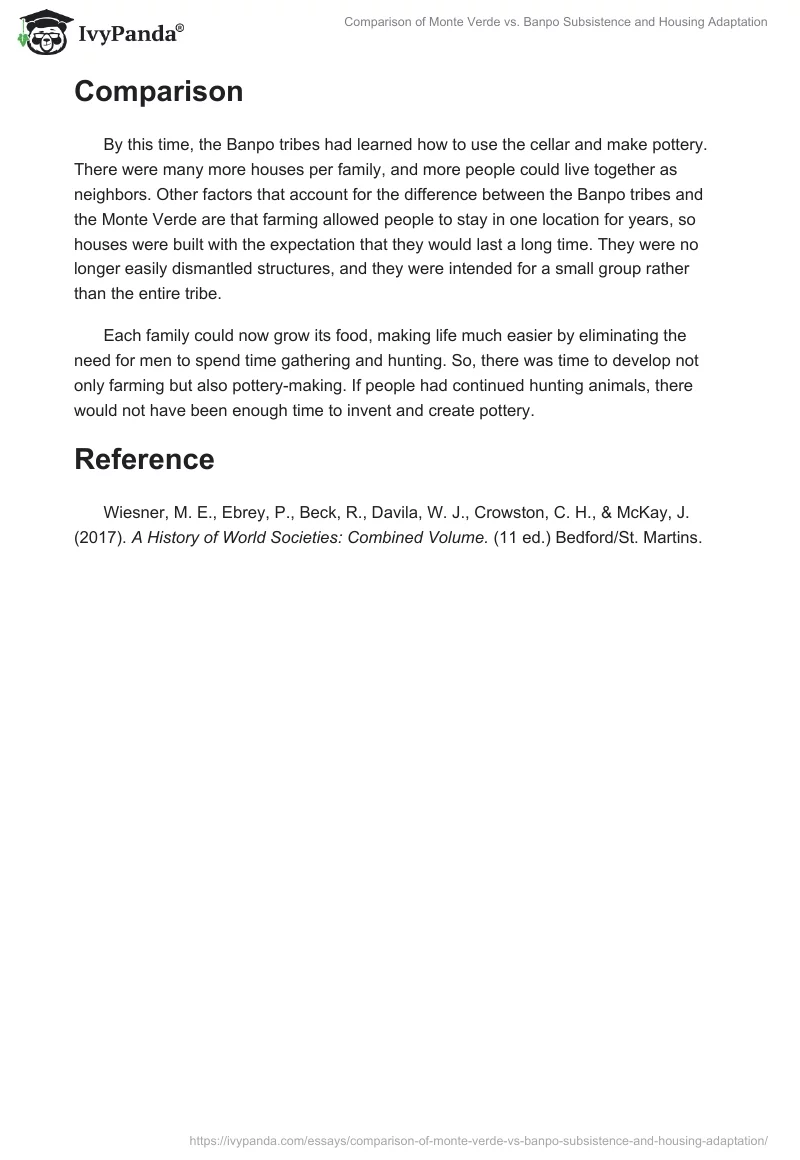 Comparison of Monte Verde vs. Banpo Subsistence and Housing Adaptation. Page 2