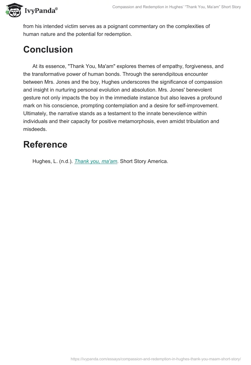 Compassion and Redemption in Hughes’ “Thank You, Ma’am” Short Story. Page 2