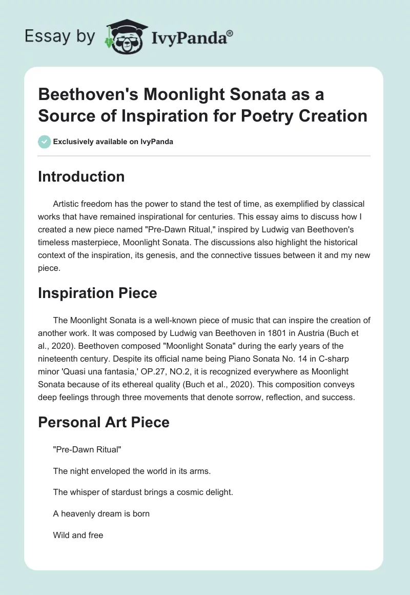 Beethoven's Moonlight Sonata as a Source of Inspiration for Poetry Creation. Page 1