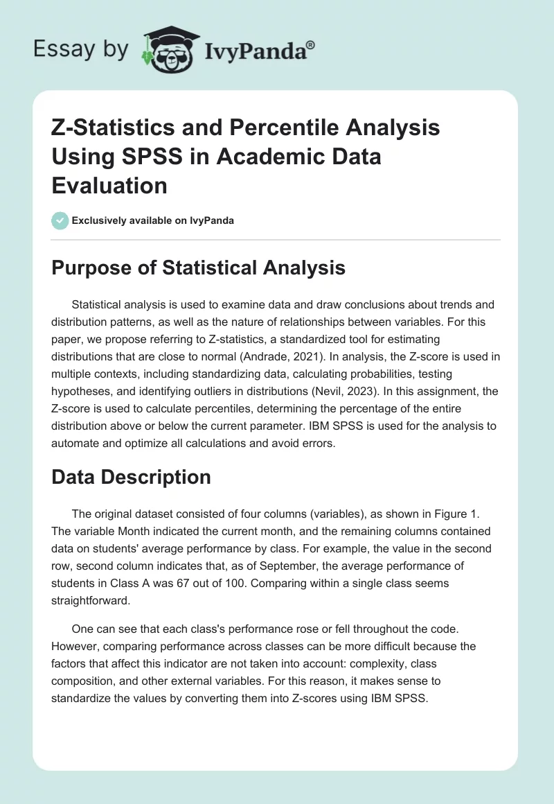 Z-Statistics and Percentile Analysis Using SPSS in Academic Data Evaluation. Page 1