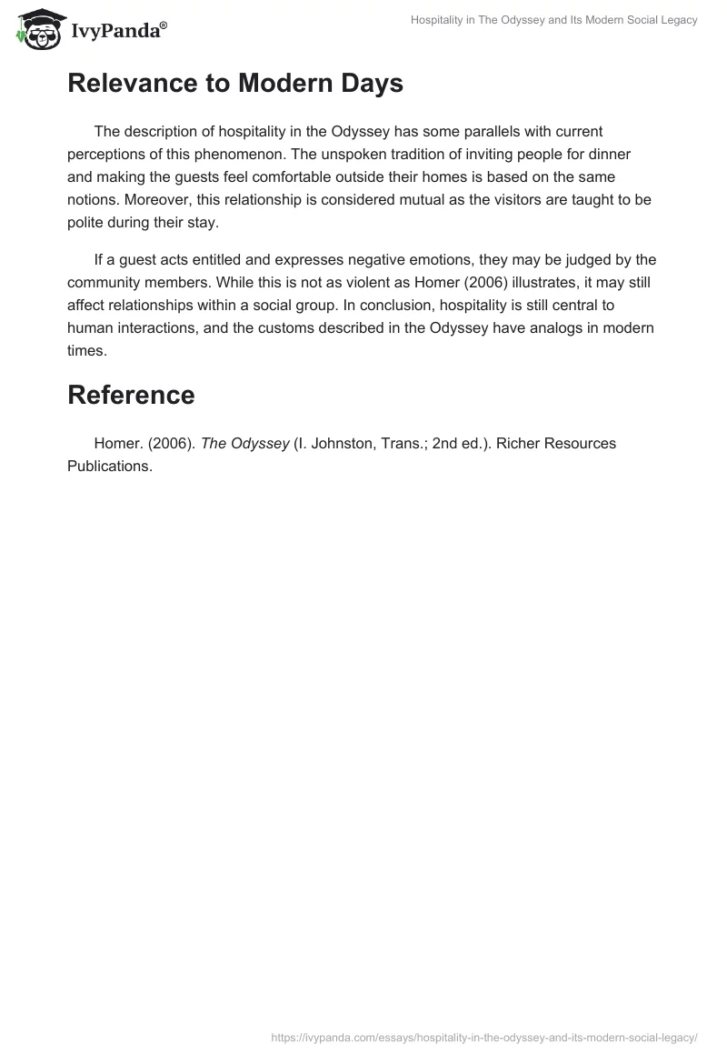 Hospitality in The Odyssey and Its Modern Social Legacy. Page 2