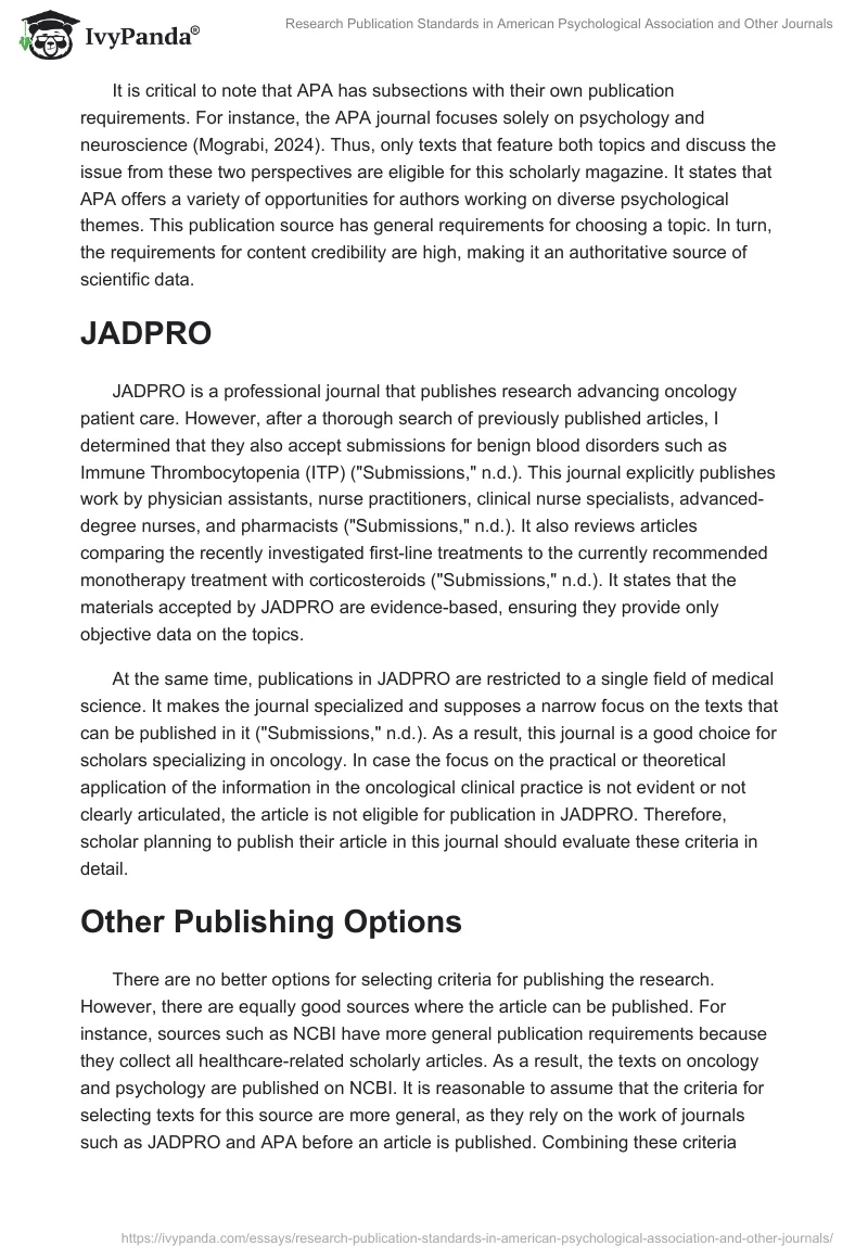 Research Publication Standards in American Psychological Association and Other Journals. Page 2