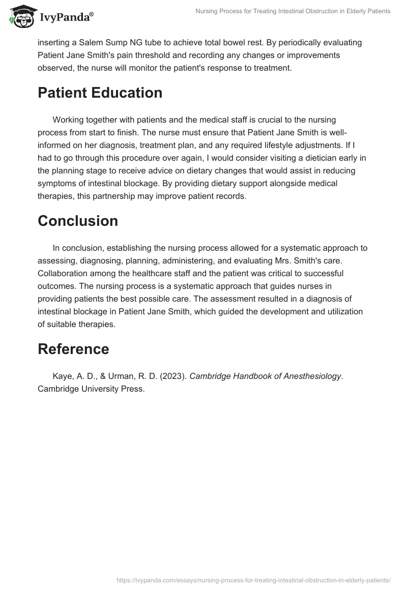 Nursing Process for Treating Intestinal Obstruction in Elderly Patients. Page 2