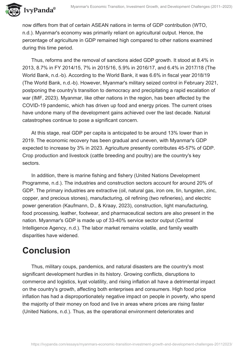 Myanmar's Economic Transition, Investment Growth, and Development Challenges (2011–2023). Page 2