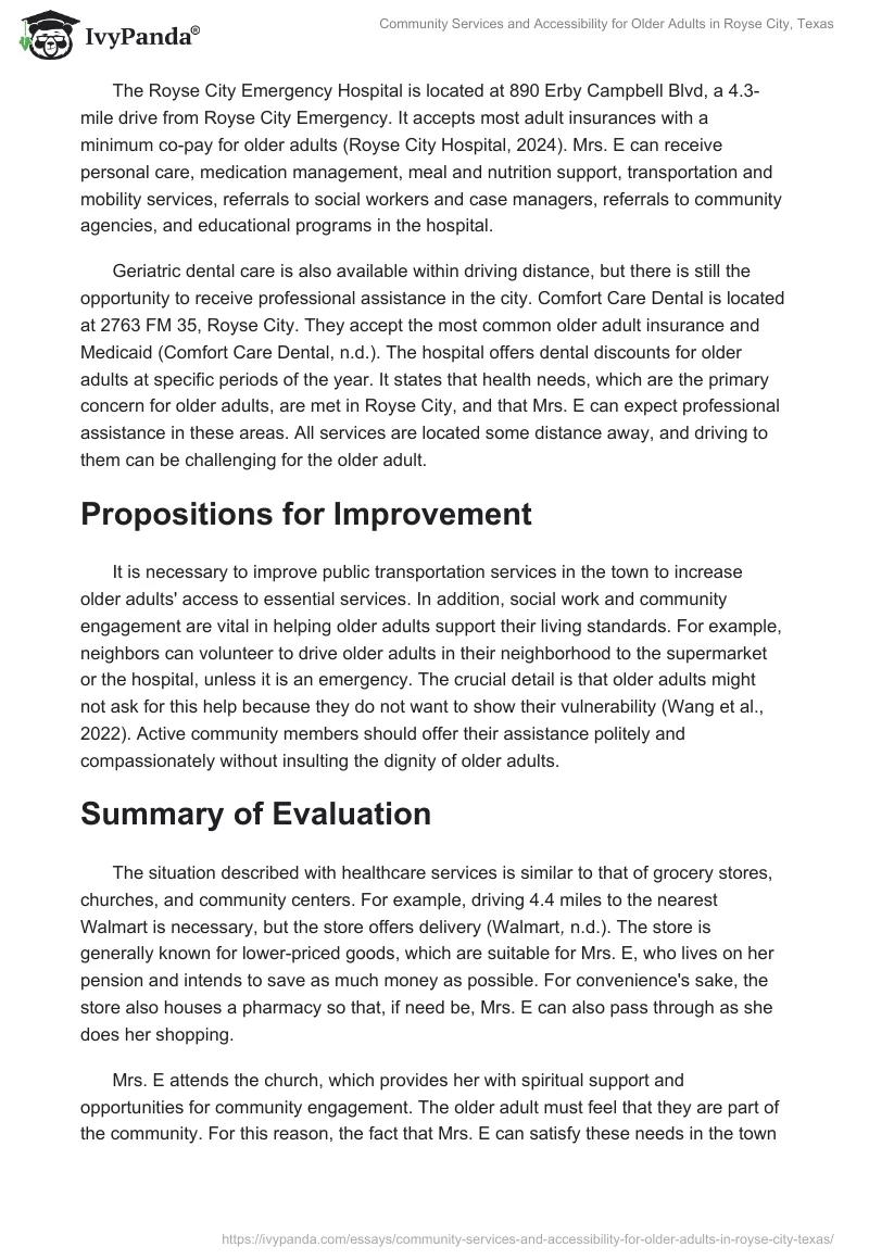 Community Services and Accessibility for Older Adults in Royse City, Texas. Page 2