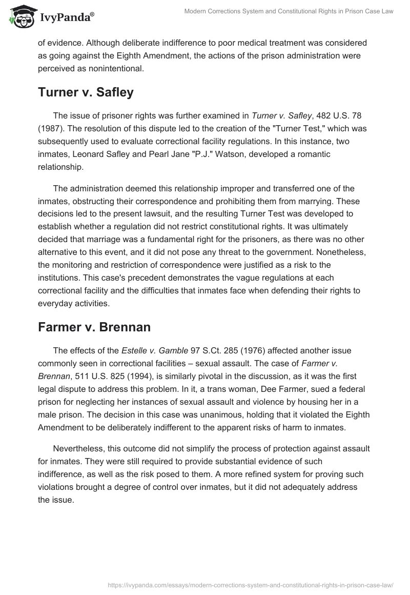 Modern Corrections System and Constitutional Rights in Prison Case Law. Page 2