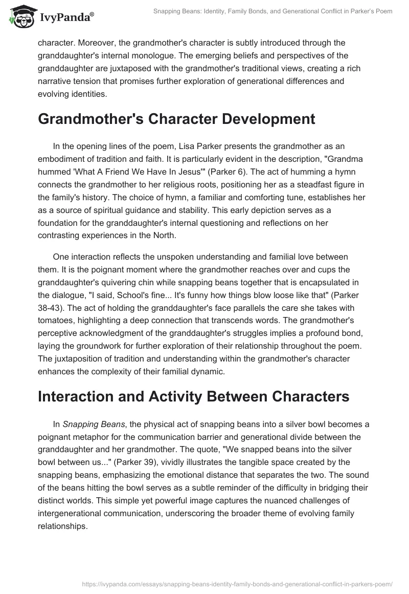 Snapping Beans: Identity, Family Bonds, and Generational Conflict in Parker’s Poem. Page 2