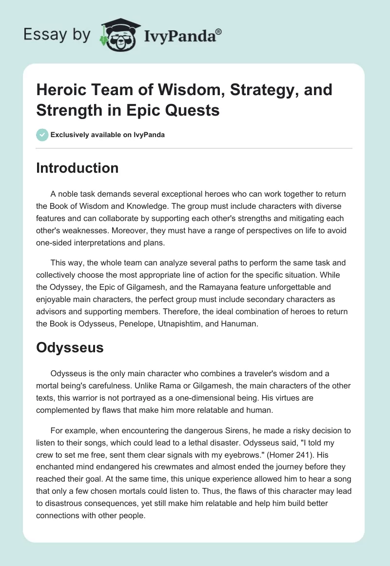 Heroic Team of Wisdom, Strategy, and Strength in Epic Quests. Page 1