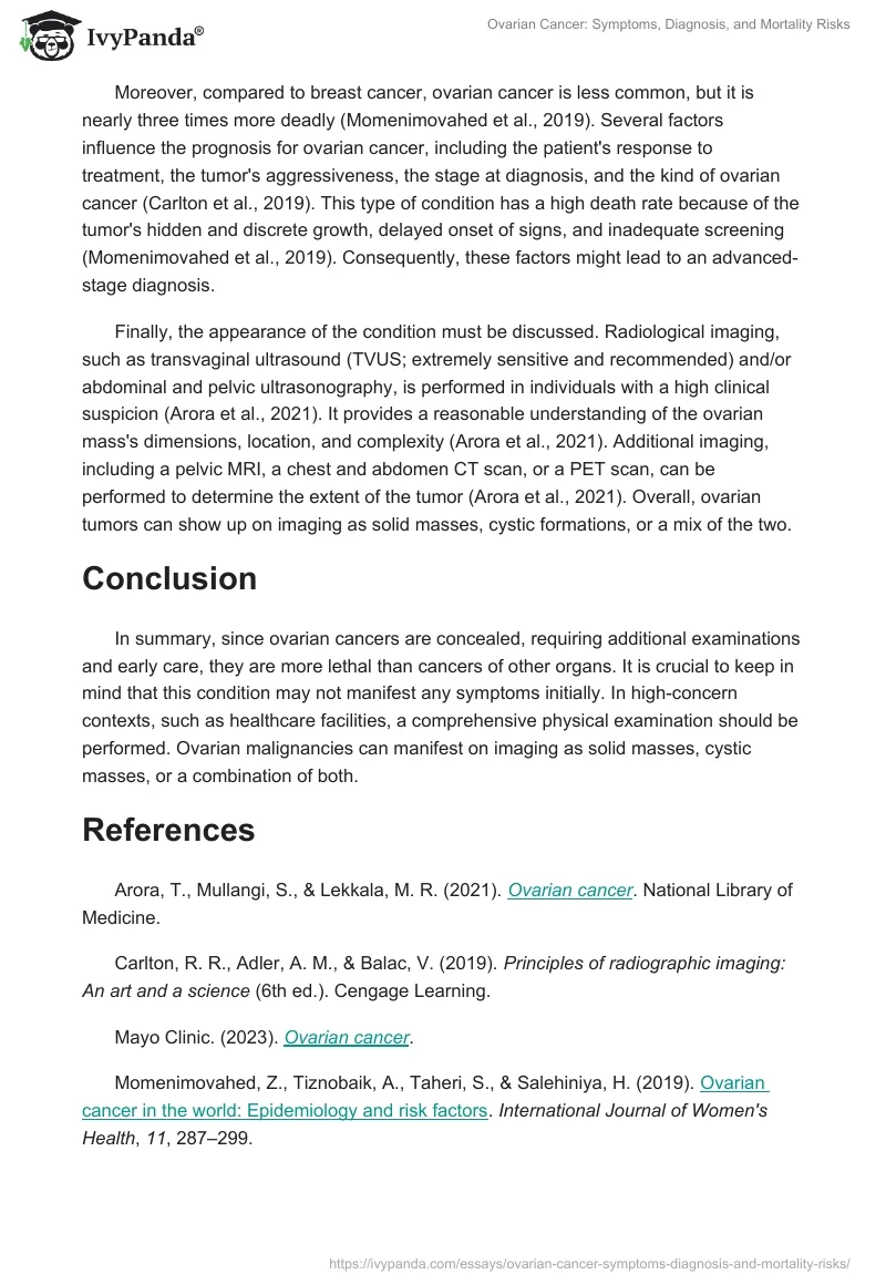 Ovarian Cancer: Symptoms, Diagnosis, and Mortality Risks. Page 2