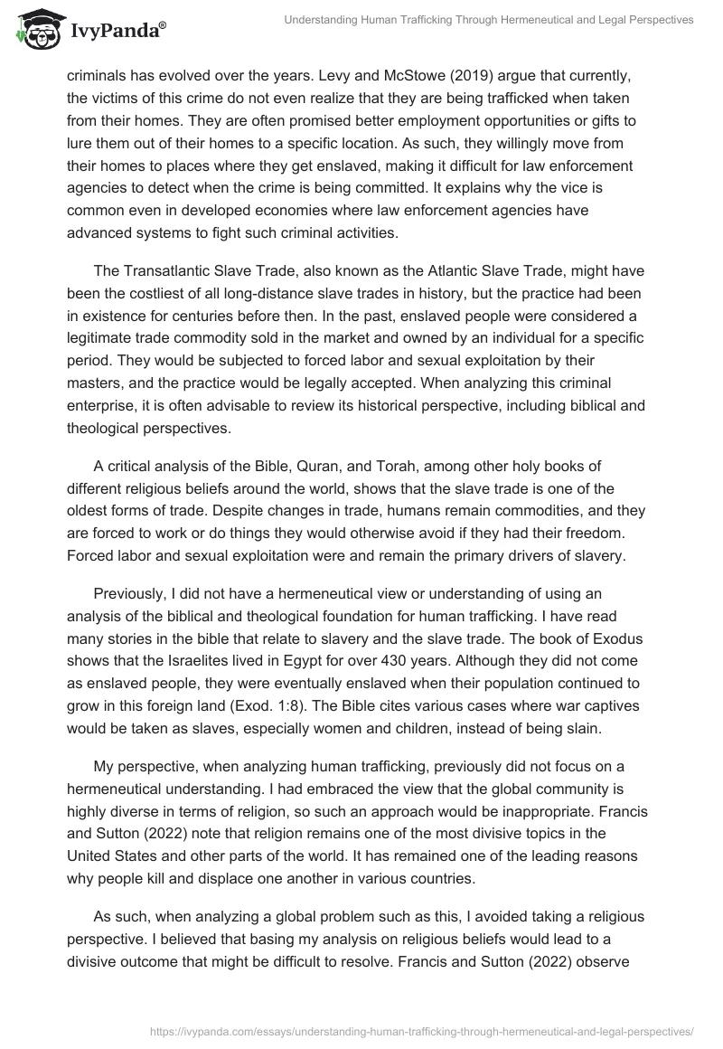Understanding Human Trafficking Through Hermeneutical and Legal Perspectives. Page 2