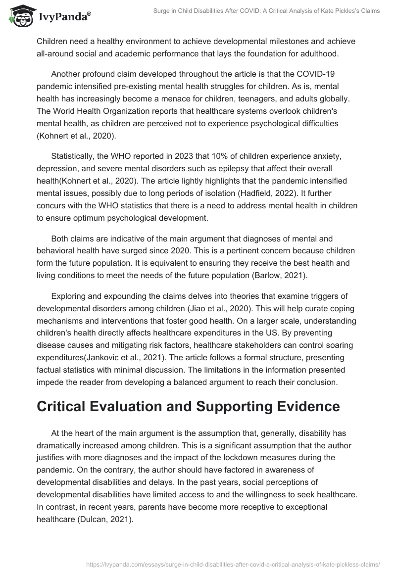 Surge in Child Disabilities After COVID: A Critical Analysis of Kate Pickles’s Claims. Page 2