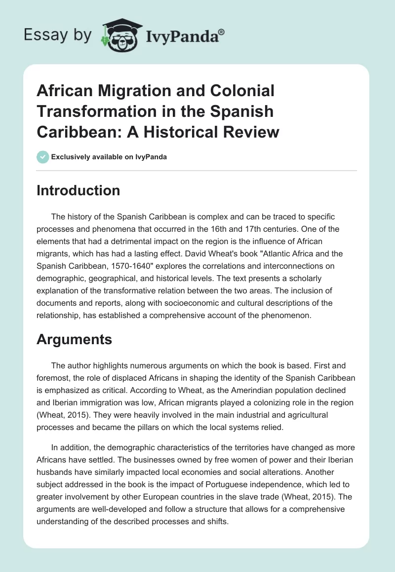 African Migration and Colonial Transformation in the Spanish Caribbean: A Historical Review. Page 1