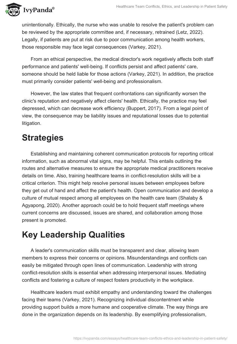 Healthcare Team Conflicts, Ethics, and Leadership in Patient Safety. Page 2